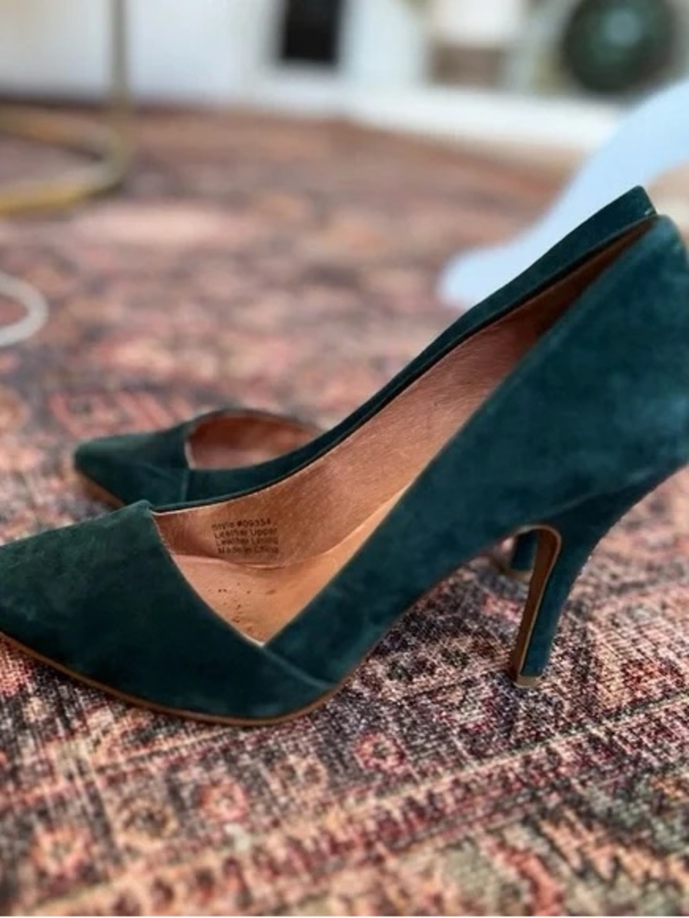 Classic Dark Green Suede Pointed-Toe Pumps
